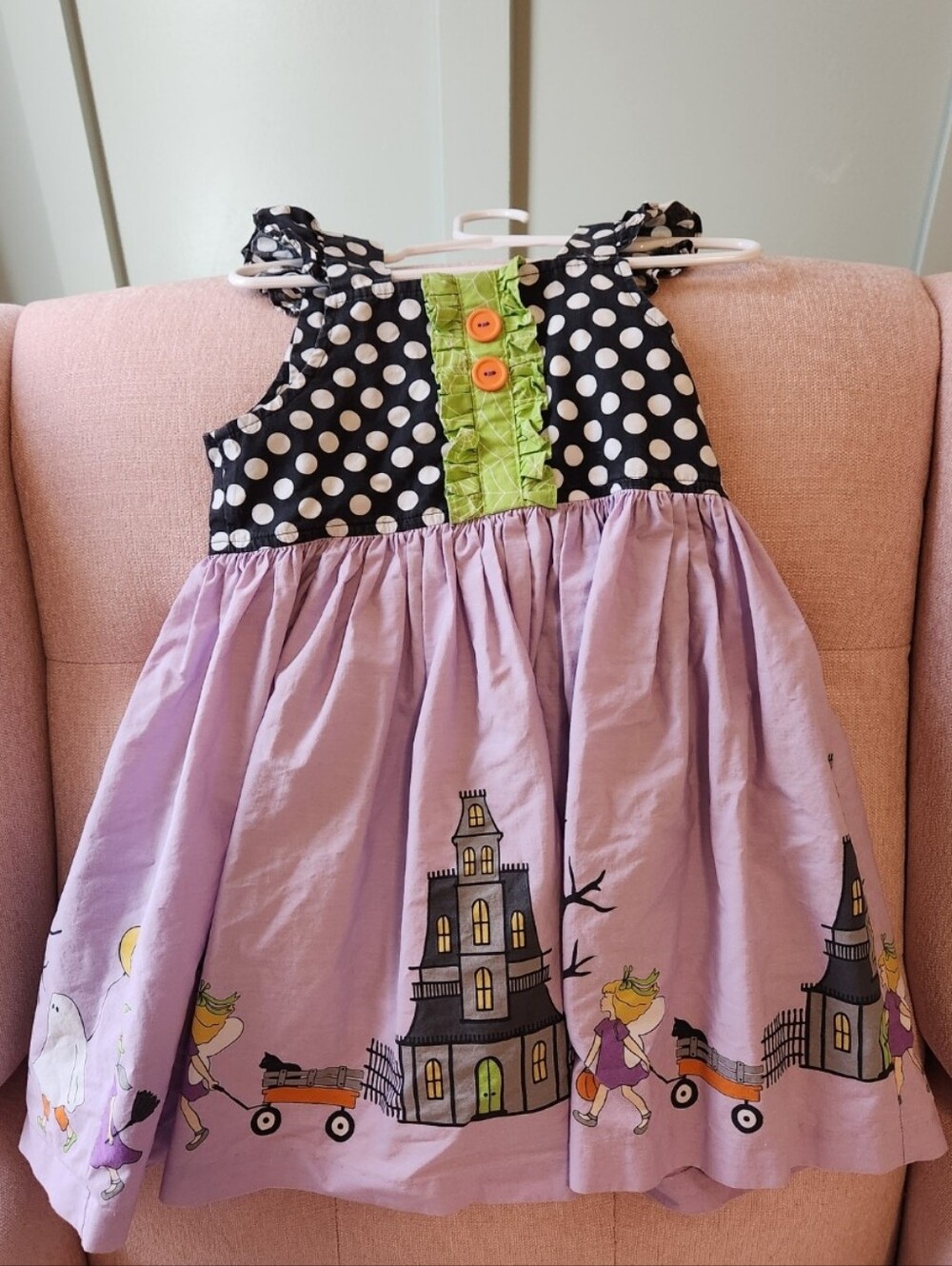 Eleanor Rose 4/5 Halloween Pumpkin Ghost Haunted House Fall Dress 4t 5t Vintage